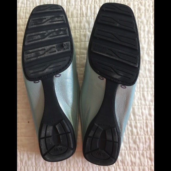 Stuart Weitzman aqua leather slides - Picture 4 of 5